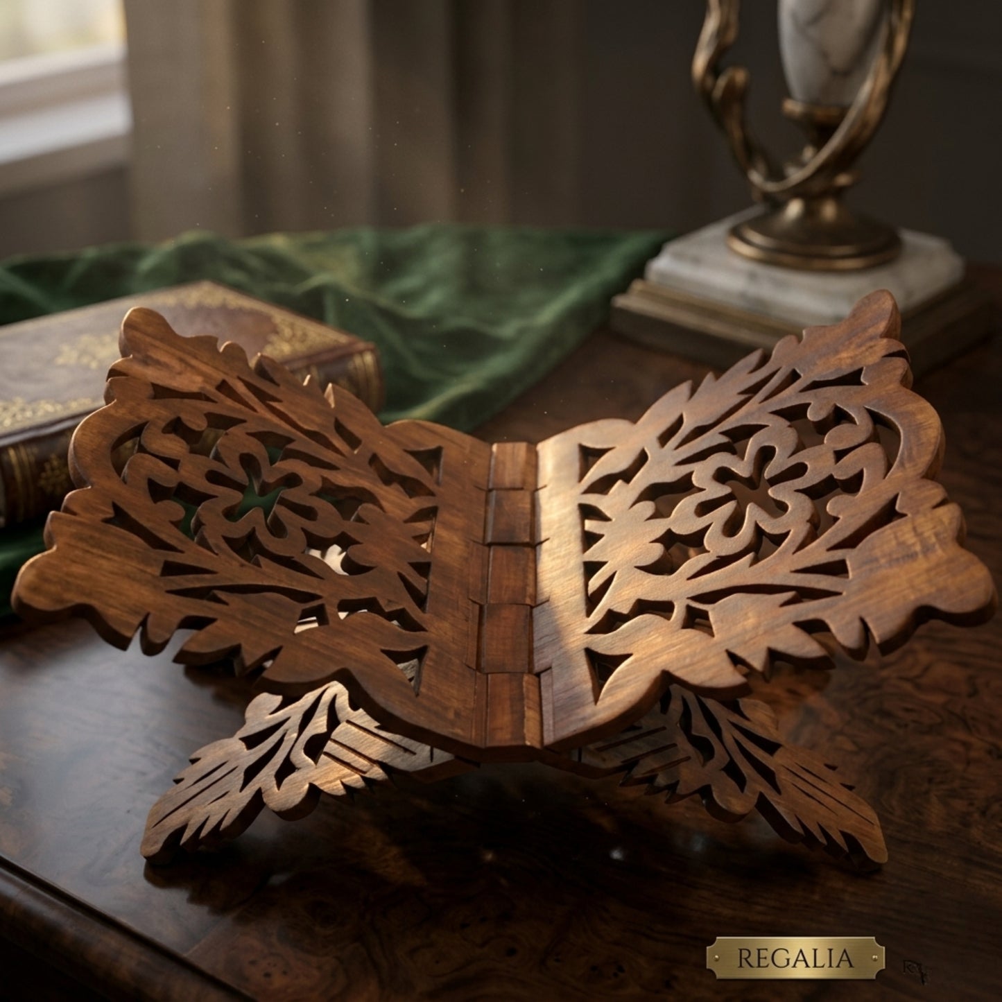 Carved Wooden Butterfly Book Stand