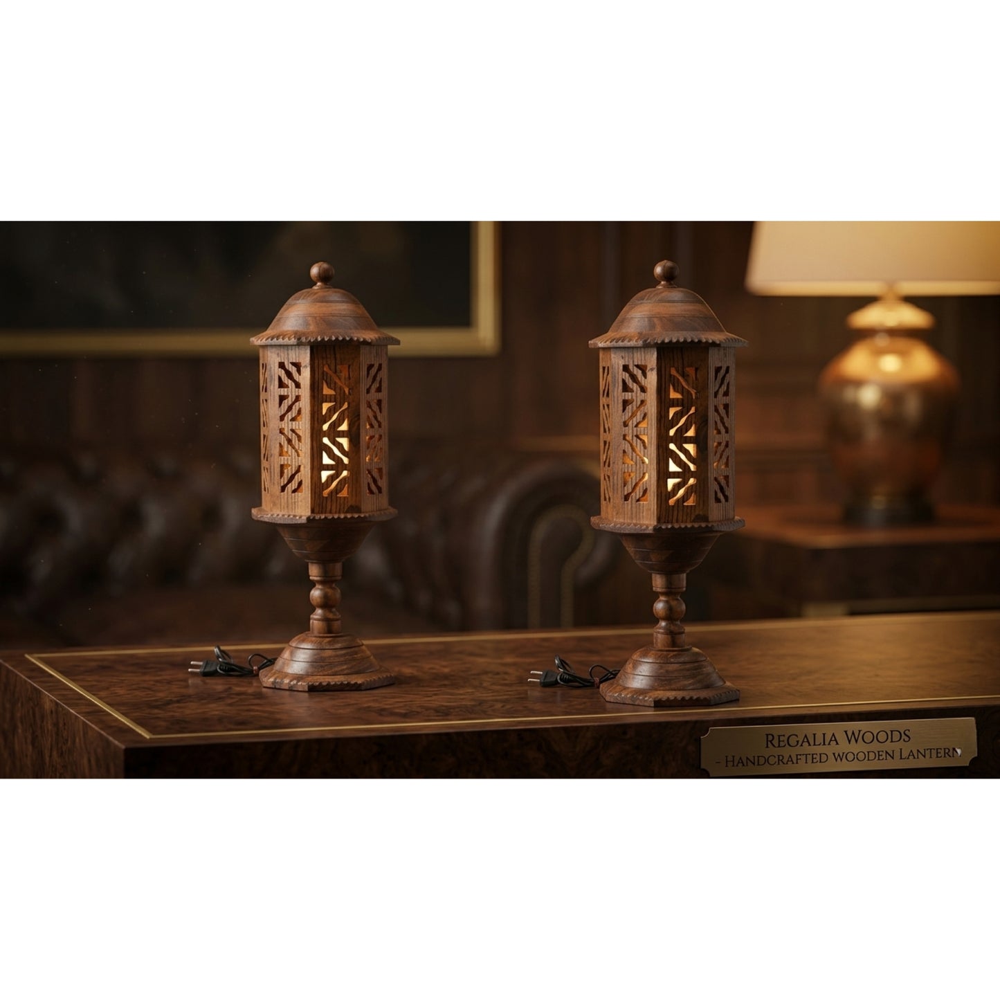 Wooden Handmade Carving Lamp Stand