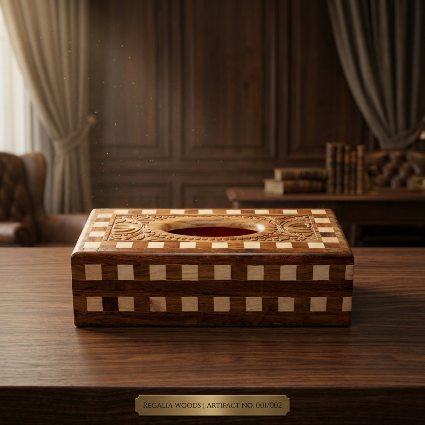 Wooden Handmade Tissue Box (Tukri Design)