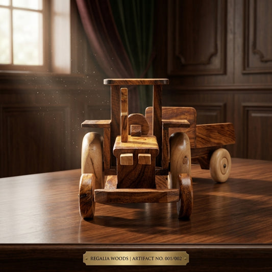 Wooden Tractor Toy with Trolley
