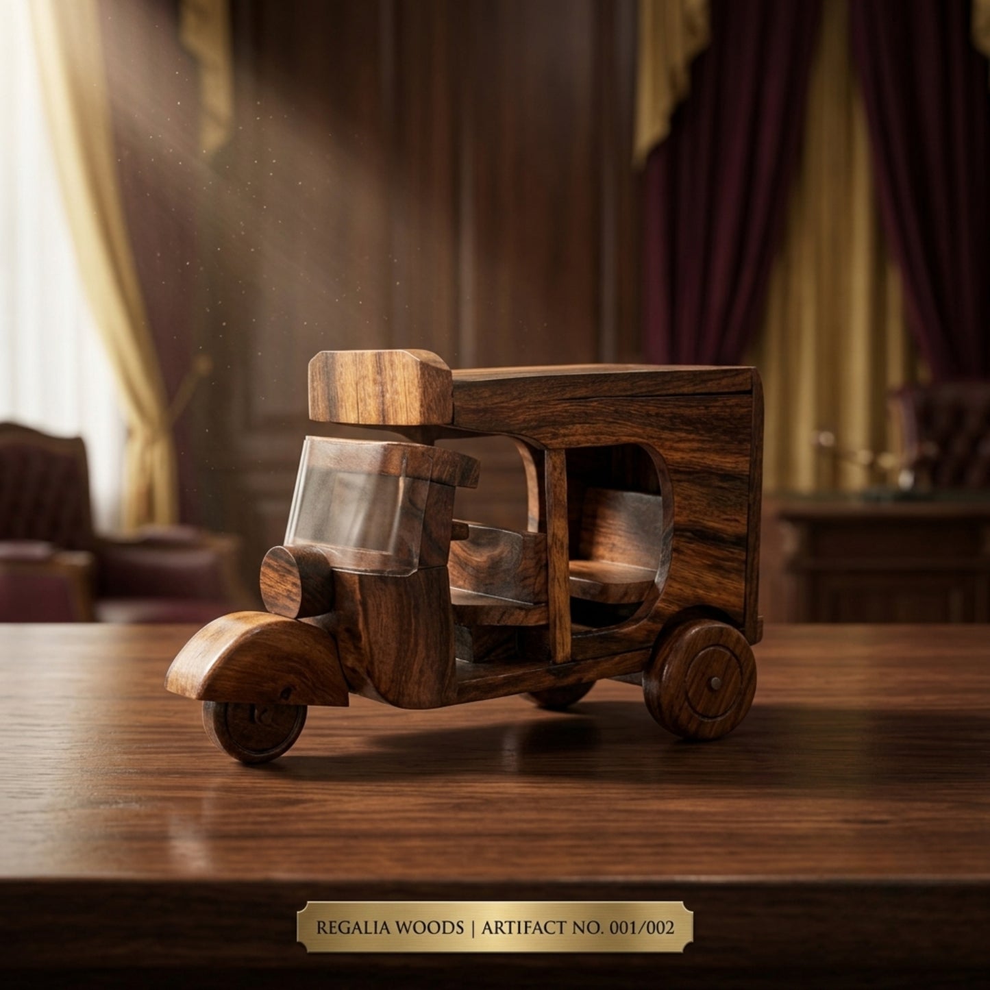 Wooden Auto Rickshaw (miniature model)