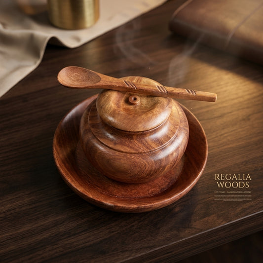 Wooden handmade Sugar Pot Handi Style
