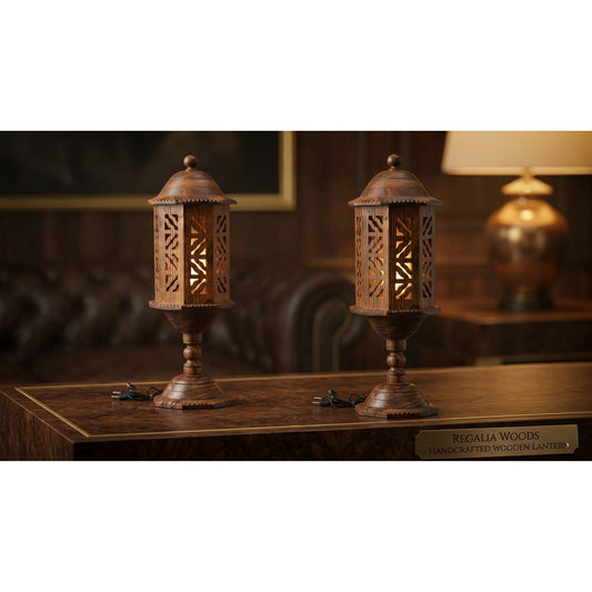 Wooden Handmade Carving Lamp Stand