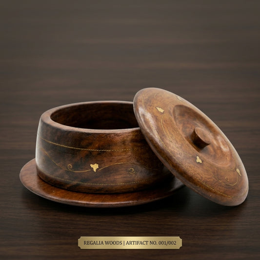 Handcrafted Wooden Serving Bowl Set with Lid & Spoon – Premium Tableware | RegaliaWoods
