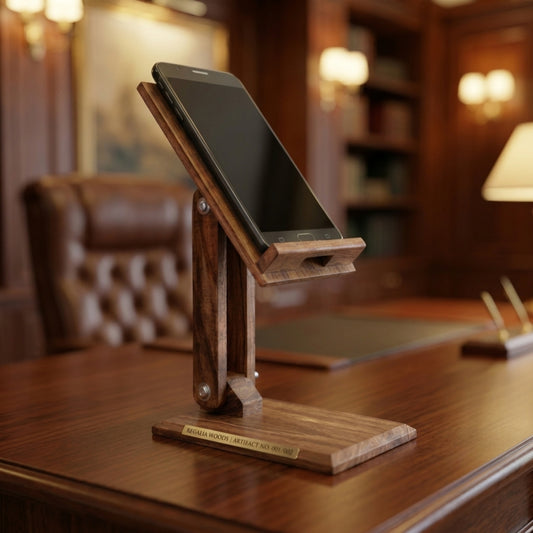 The Sentinel – Solid Wood Adjustable Desk Dock- Mobile-Phone Holder
